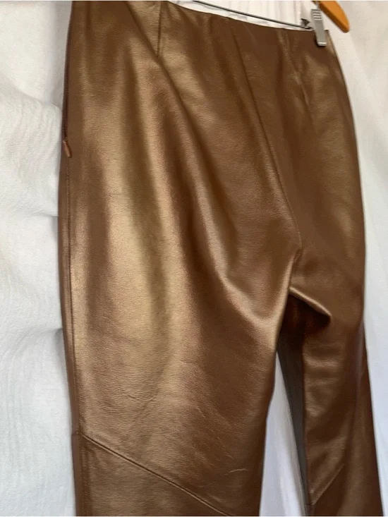 Ralph Ralph Lauren Brown and Gold Leather Pants Size 6 - Picture 5 of 8